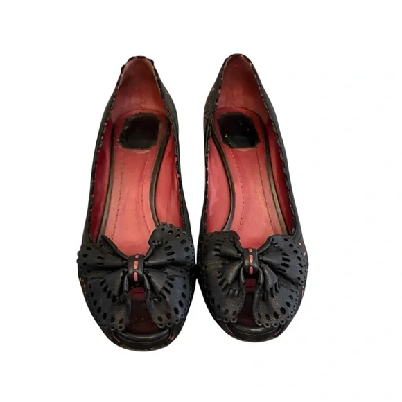 Dior Stilettos Size 38.5 Laser Cut Caprice Black Pink US Size 8.5 Peep Toe